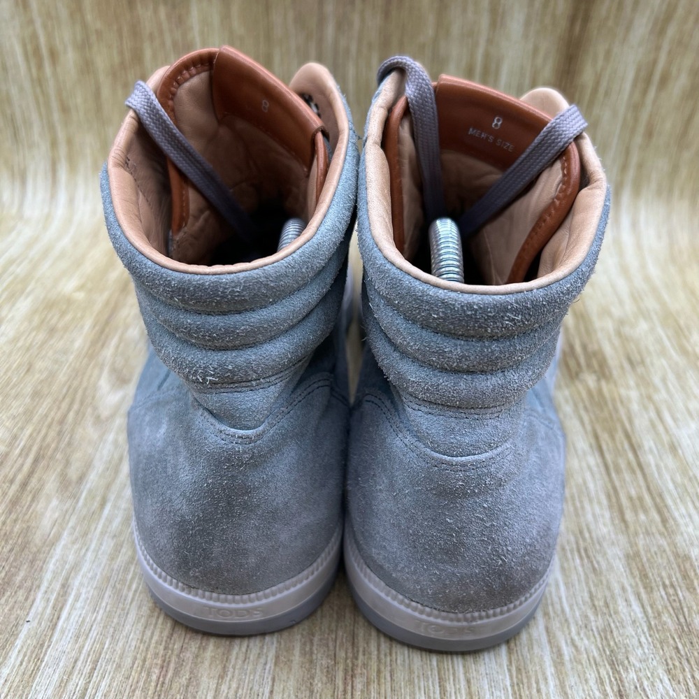 Tods High Top Sneakers Men's Size 8 Blue Gray Suede Leather Italian Luxury Shoes - Picture 4 of 10